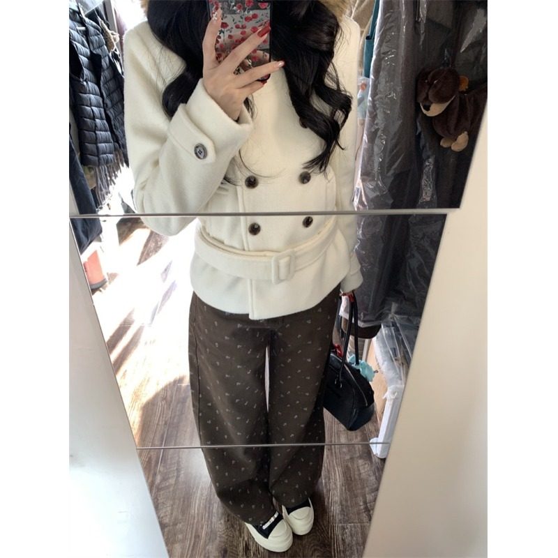 小个子韩系碎花直筒牛仔裤气质百搭150CM高腰设计感慵懒风阔腿裤,女装/女士精品,牛仔裤,淘宝优惠券,粉丝福利购,淘宝优惠卷