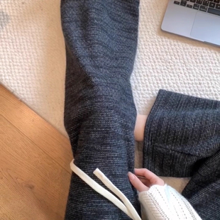 矮小个子高腰糯米阔腿裤设计感小香风145CM高腰针织垂感直筒裤XXS