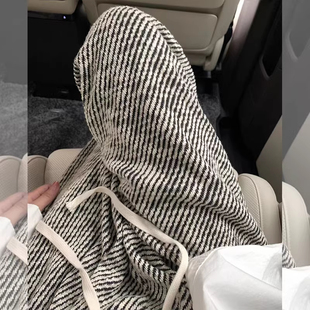 矮小个子黑白斜条纹阔腿裤 减龄穿搭145CM高腰显瘦休闲宽松直筒裤