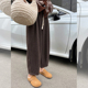 145矮个子七分糯米阔腿裤 女秋冬加绒松紧高腰九分休闲萝卜裤 子xxs