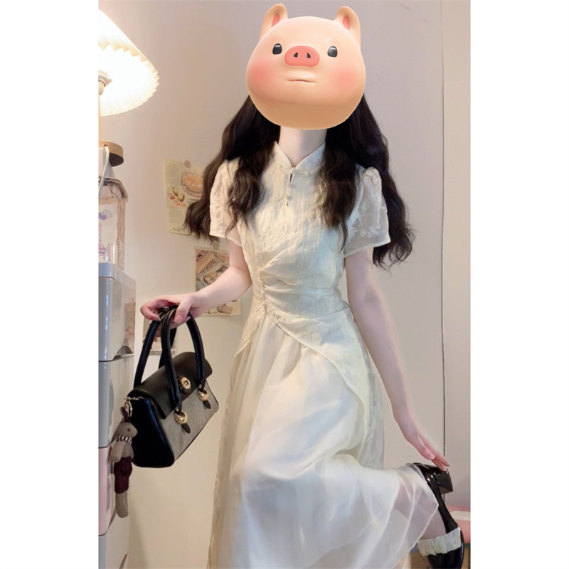 150CM新中式国风改良旗袍小个子温柔高级感显高设计感气质长裙XS