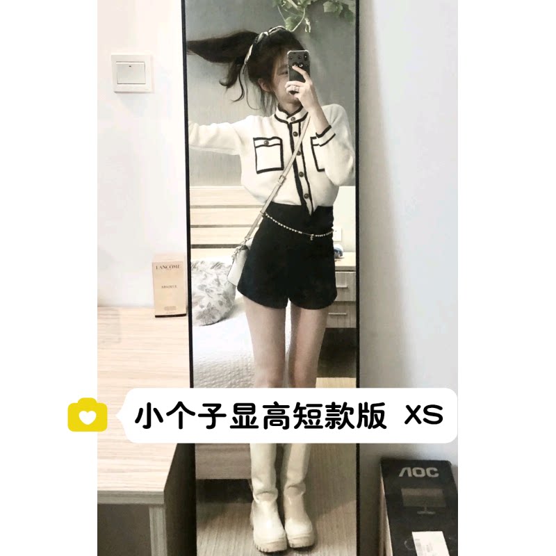145小个子秋冬搭配女150cm显高百搭高腰毛呢阔腿短裤小码靴裤XS码