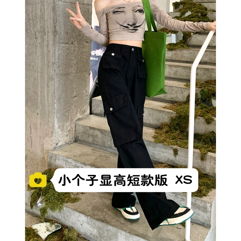 小个子美式直筒休闲牛仔工装裤