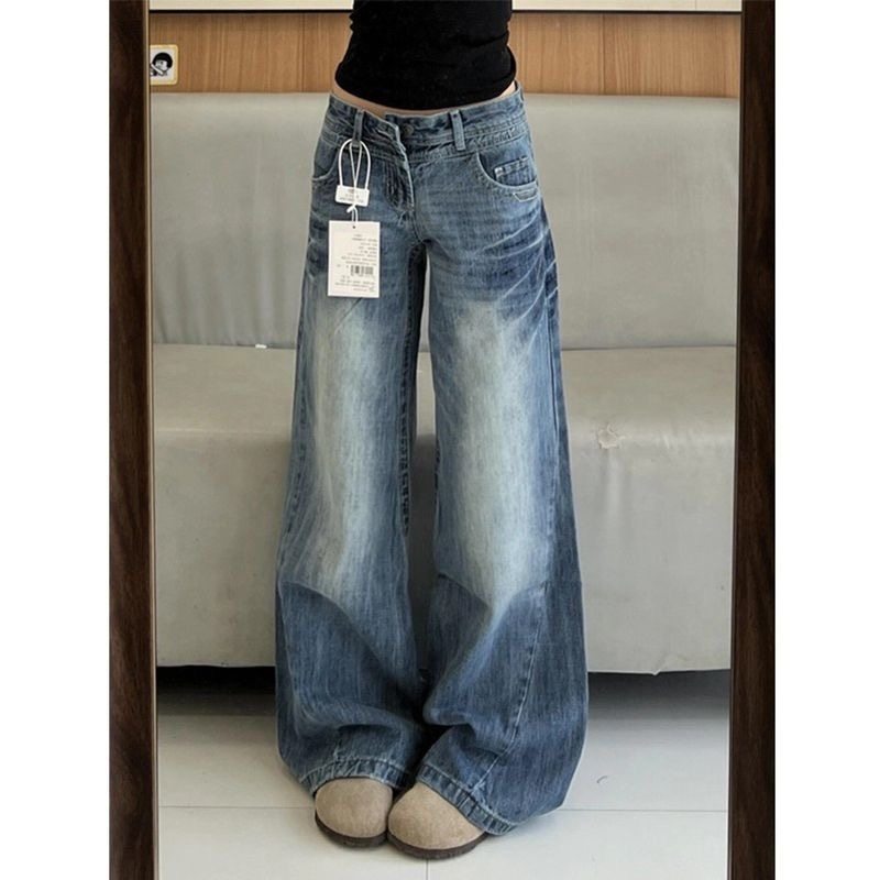 小个子美式复古不贴腿微喇牛仔裤显高低腰宽松显瘦喇叭阔腿长裤XS,女装/女士精品,牛仔裤,淘宝优惠券,粉丝福利购,淘宝优惠卷