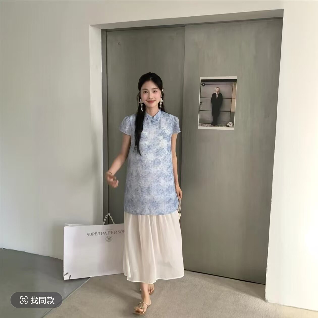 夏季新款矮小个子气质新中式假两件连衣裙150修身显瘦旗袍中长裙