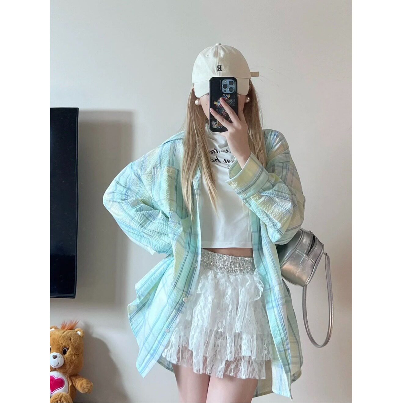 减龄穿搭矮小个子150宽松防晒外套个性复古145长袖POLO领衬衫XS夏