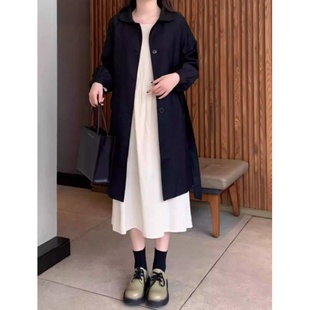 矮小个子风衣外套女150cm百搭显瘦显高设计感宽松中长款大衣xxs秋