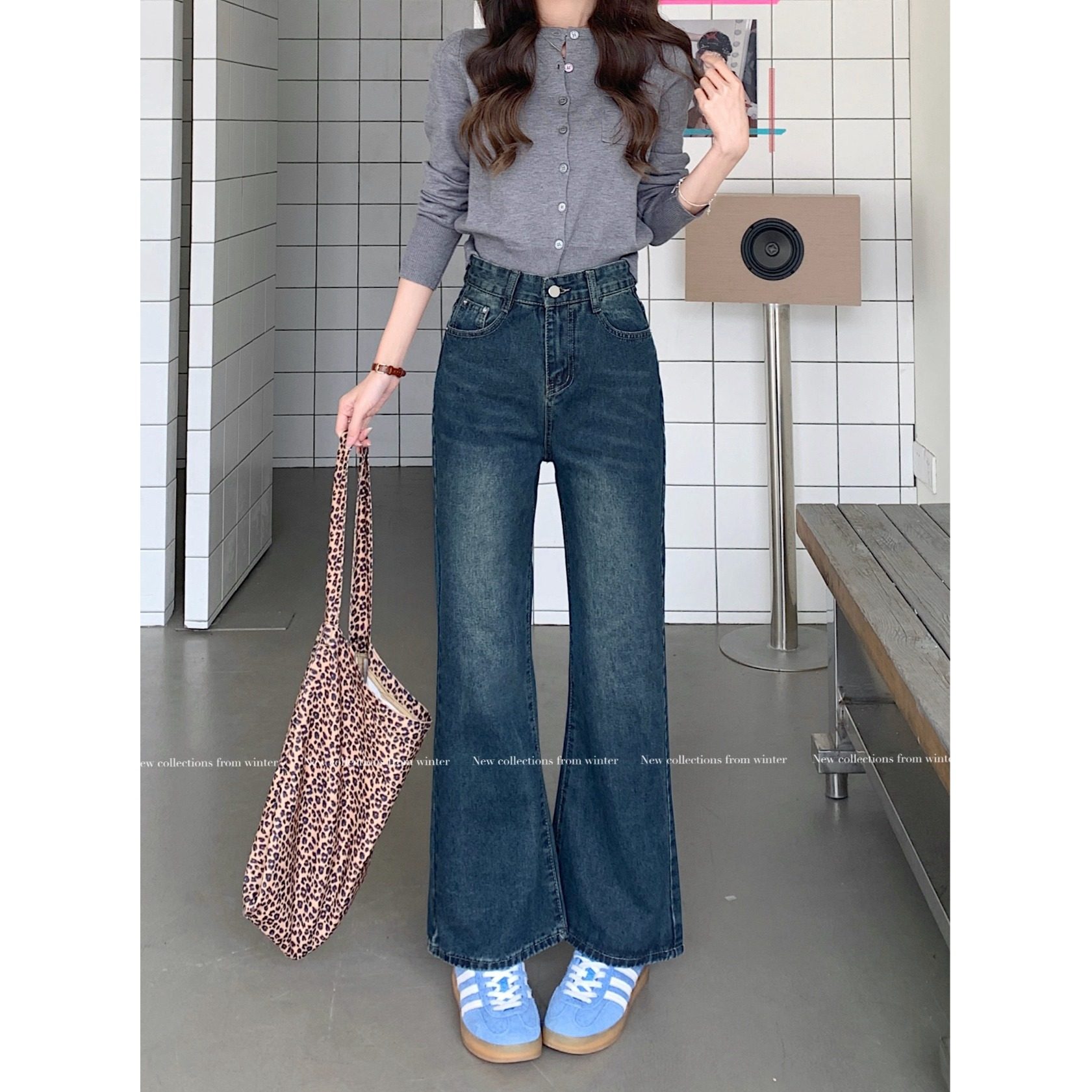 显高穿搭小个子微喇牛仔裤复古减龄150CM高腰宽松显瘦阔腿拖地裤,女装/女士精品,牛仔裤,淘宝优惠券,粉丝福利购,淘宝优惠卷