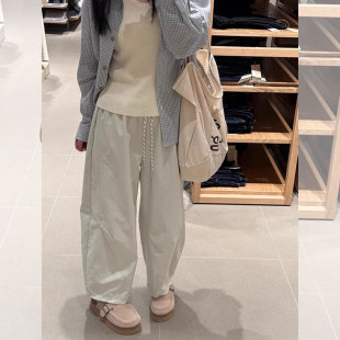 小个子150白色速干气球裤巨显瘦日系裤子xxs七分宽松阔腿八分裤xs