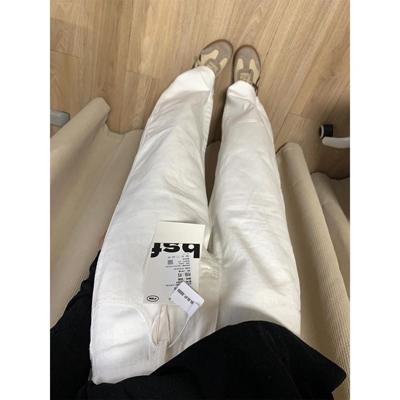 小个子美式白色阔腿牛仔裤150显高高腰宽松显瘦直筒垂感拖地长裤,女装/女士精品,牛仔裤,淘宝优惠券,粉丝福利购,淘宝优惠卷