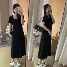 小个子145法式气质连衣裙新款150cm方领收腰显高长款碎花长裙xs夏