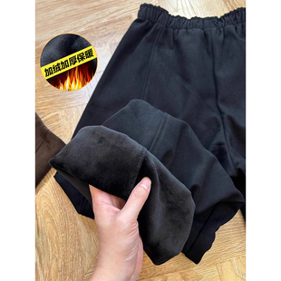 XXS 气球裤 矮个子黑色毛呢加绒休闲裤 百搭显瘦145CM高腰宽松弯刀裤