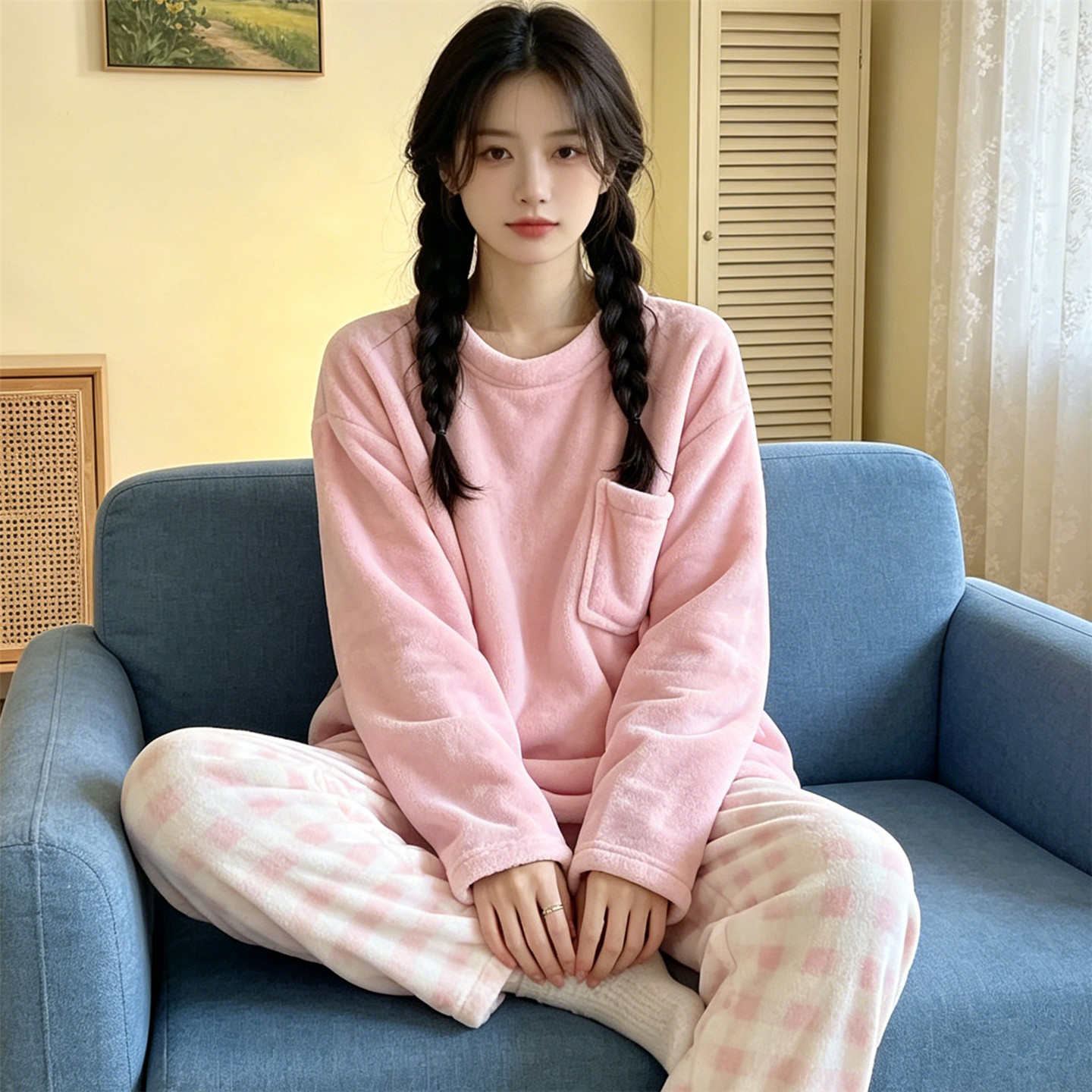 珊瑚绒睡衣少女秋冬季长袖网红爆款法兰绒甜美可爱学生家居服套装