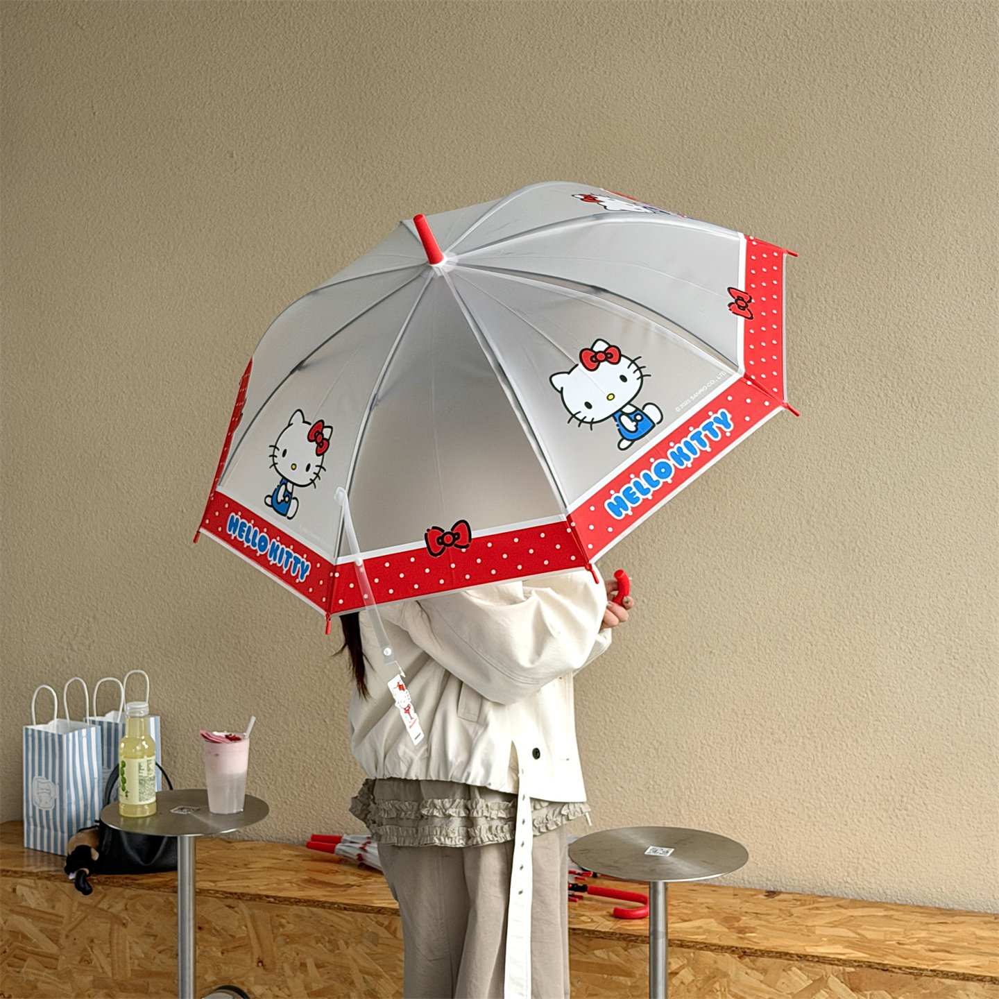 HelloKitty雨伞女生高颜值晴雨伞两用凯蒂猫磨砂长柄伞可爱儿童伞