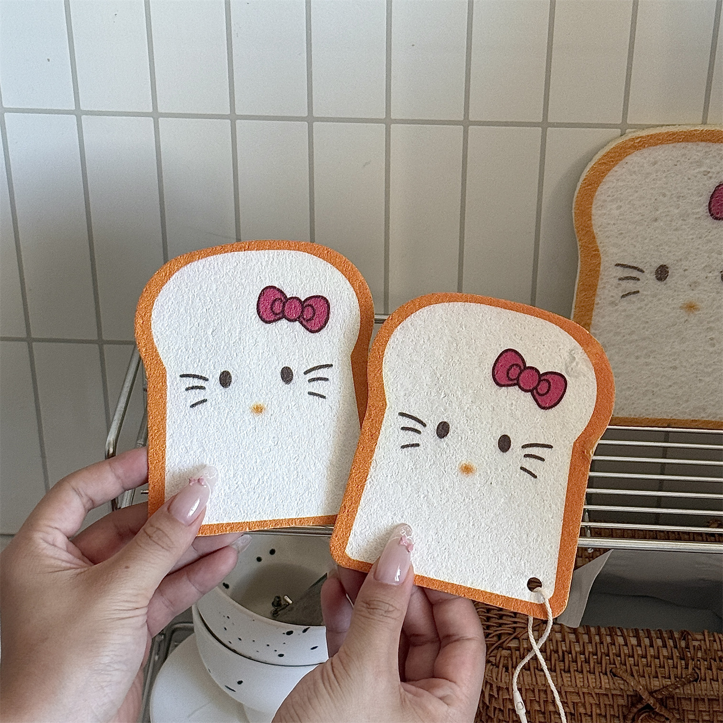 kitty厨房吐司可爱海绵擦百洁布
