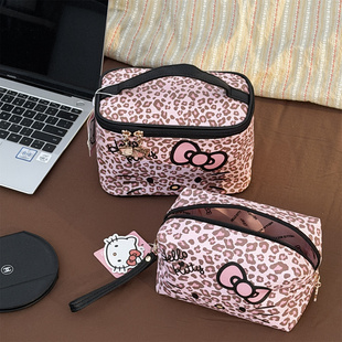 豹纹KT化妆包大容量便携式收纳包旅行外出手提洗漱包杂物饭盒包女