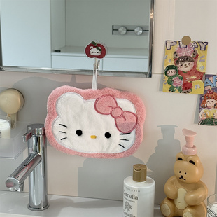 可爱kitty擦手巾挂式 卡通卫生间吸水不掉毛毛巾厨房擦手抹布手帕