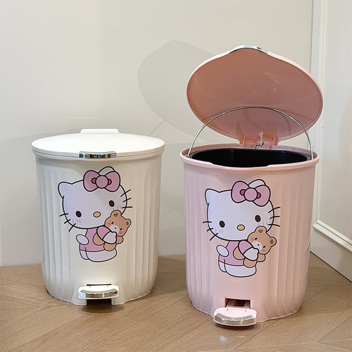 可爱卡通猫咪少女心垃圾桶脚踏式