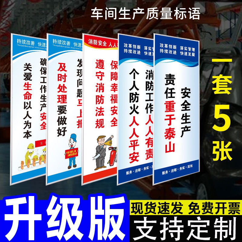 安全生产质量管理标语kt板警示贴纸公司消防企业化宣传规章制度牌