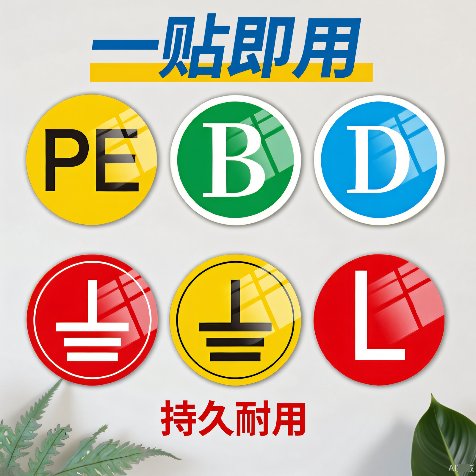 电力地线标签电源线电工电气三相配电箱柜相位火线安全警示标示牌