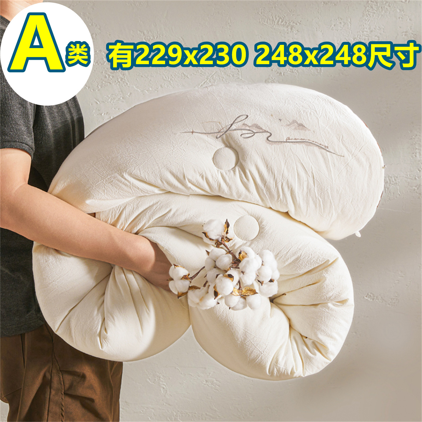 A类全棉水洗棉被子被芯2米2.3双人220x240加大229x230冬被248x248
