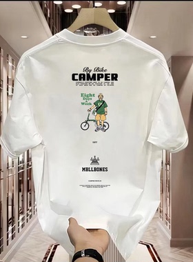 丑爷美式潮流卡通印花纯棉短袖t恤男2025夏季新款高品质半袖上衣