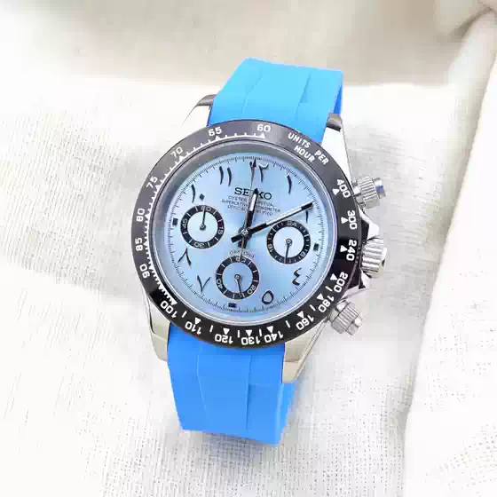 Vk63 Modified Watch Multifunctional Sports Watch Middle East Dial Panda Dial Ice Blue Quartz Chronograph 39mm
