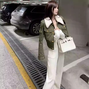 关店-秋冬新款时髦夹棉毛领短款小棉袄长袖显瘦夹克短外套女