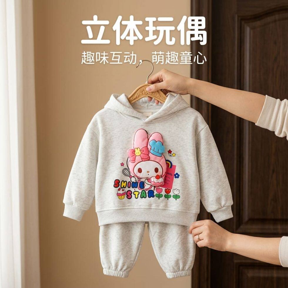 立体玩偶兔子美乐蒂加绒纯棉卫衣