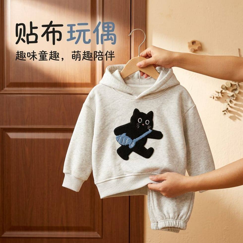 2026贴布玩偶立体加绒纯棉卫衣