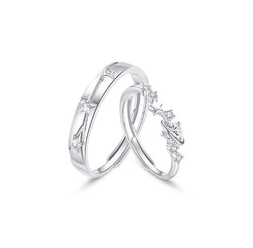 定制刻字JUICYGRAPE恋爱频率星星可调节甜蜜饰爱S925银戒指情侣款