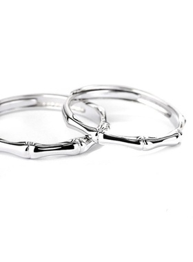 OWO 925银礼盒装韩版简约冷淡风青梅竹马情侣戒指对戒 银色