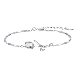 秦福炫郁金香原创设计轻奢小众纯银精致新款999足银手链女可调节