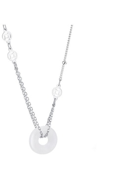 Clect S925纯银转运和田玉石平安扣项链小众设计感锁骨链冷淡风