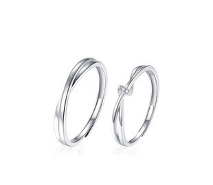 GLOIRE古名交织爱恋情侣戒指s925纯银莫比乌斯钻石对戒可调节指环