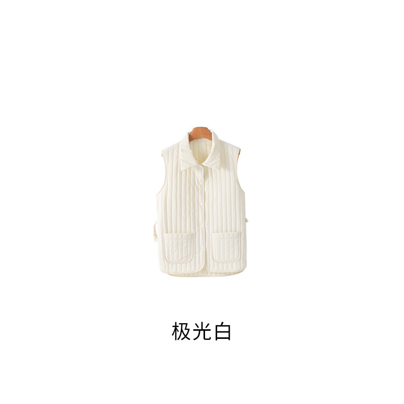 【钱老板粉丝专享】元气·竖条纹翻领羊毛马甲 T0007