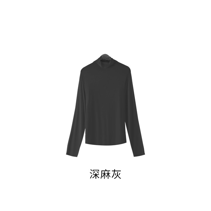 【梅子YOLO】半高领轻薄网纱套头打底T恤D0434图片