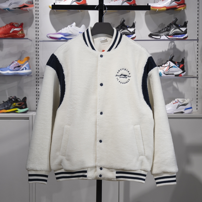 李宁男子棒球领宽松休闲外套