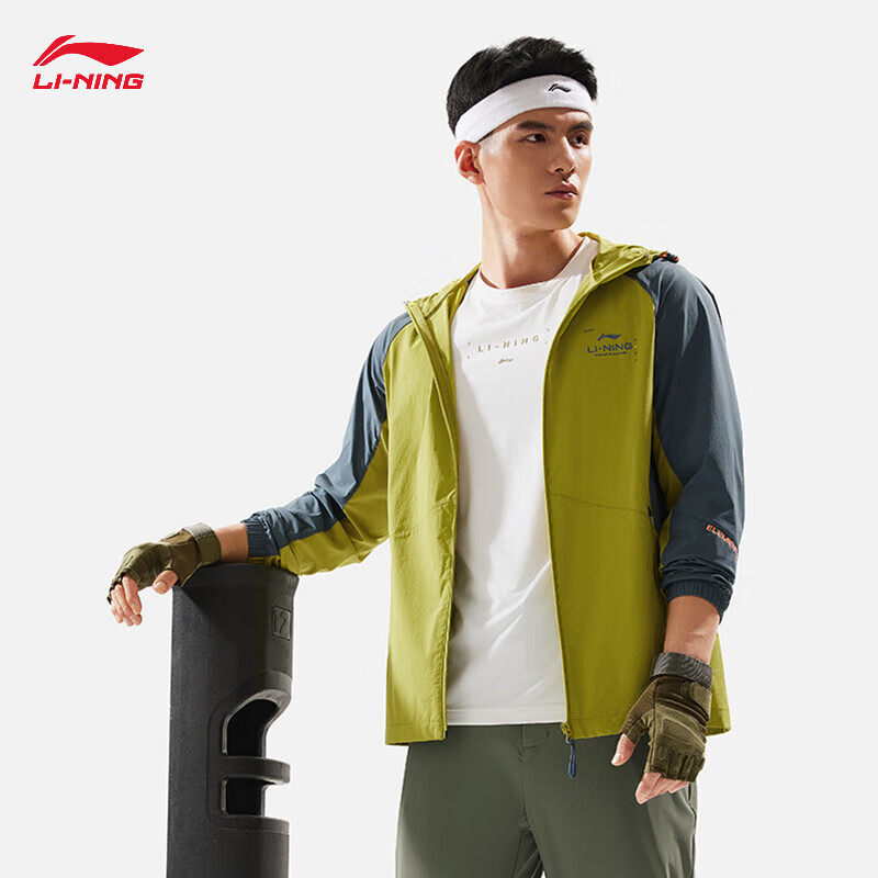 李宁防泼水运动风衣男秋季时尚运动健身系列运动夹克外套AFDU157