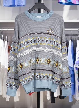 李宁男子套头编织衫2025秋冬新品运动潮流系列宽松毛线衣AMBT247