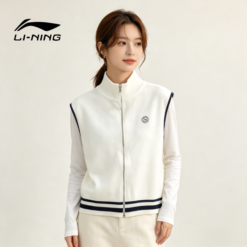 李宁编织衫2026春季宽松保暖套头背心运动服针织马甲外套AMVW006