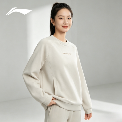 李宁卫衣女子秋冬新款户外系列宽松舒适休闲百搭套头卫衣AWDV926