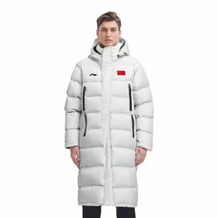 李宁羽绒服男羽毛球秋冬新款鸭绒防风连帽保暖长款羽绒服AYMU343