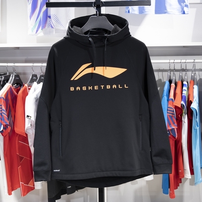 李宁男子连帽加绒保暖套头卫衣