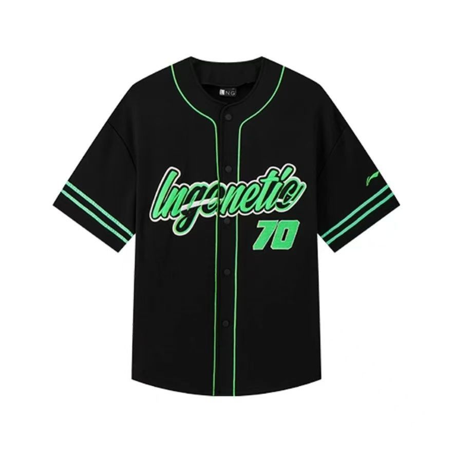 李宁LNG联名印花排扣短袖T恤