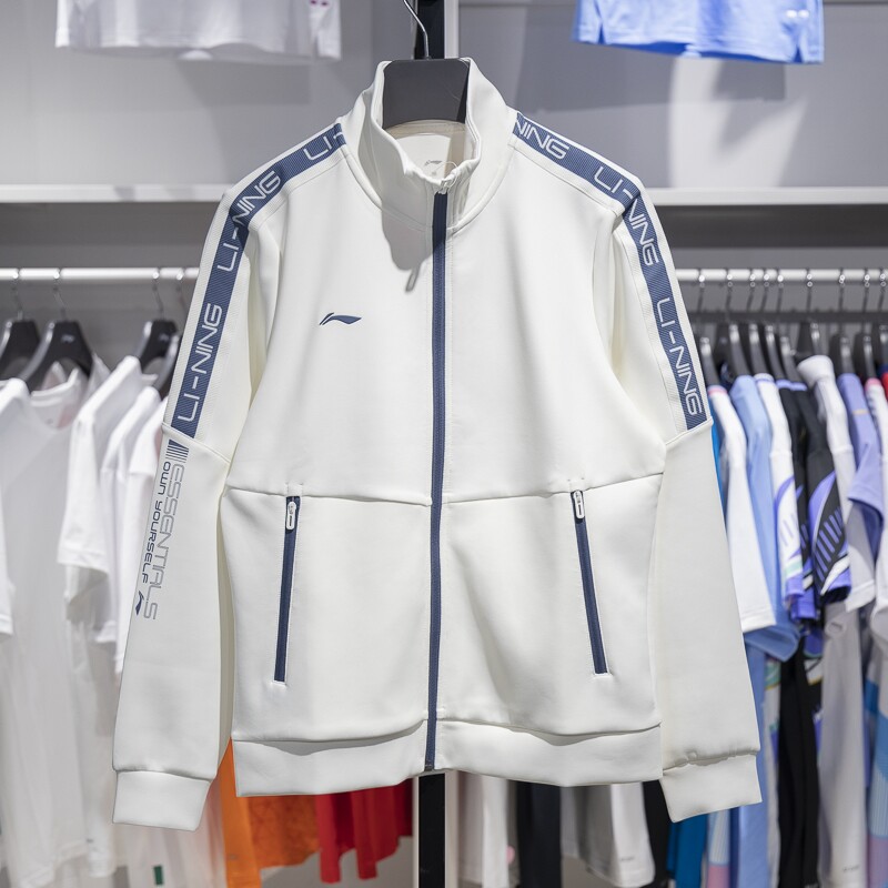 李宁女子外套2024冬季新款团购系列休闲立领开衫无帽卫衣AWDUA80