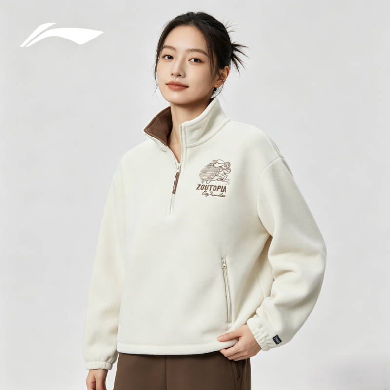 李宁卫衣女款冬季2026新款时尚保暖宽松舒适日常百搭卫衣AWDVB30