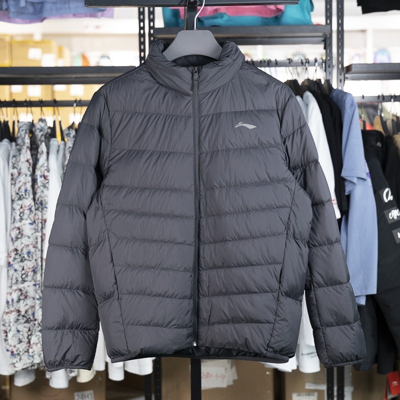 李宁短款羽绒服男士2024冬季健身系列90%修身鸭绒运动服AYMU091