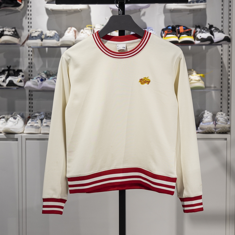 李宁运动休闲女子圆领刺绣卫衣