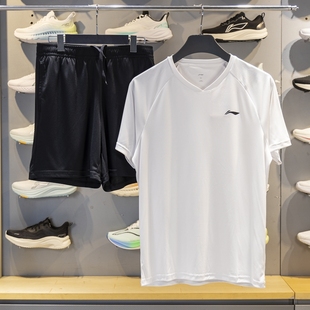 李宁运动比赛套装男子2025夏季新款速干凉爽短袖短裤AATV055